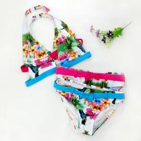 2016 New Summer Cuhk Girls Split Bikini Kids Cute Flower and Animal Pattern Swimwear Children Girl Floral swimsuit wholesale