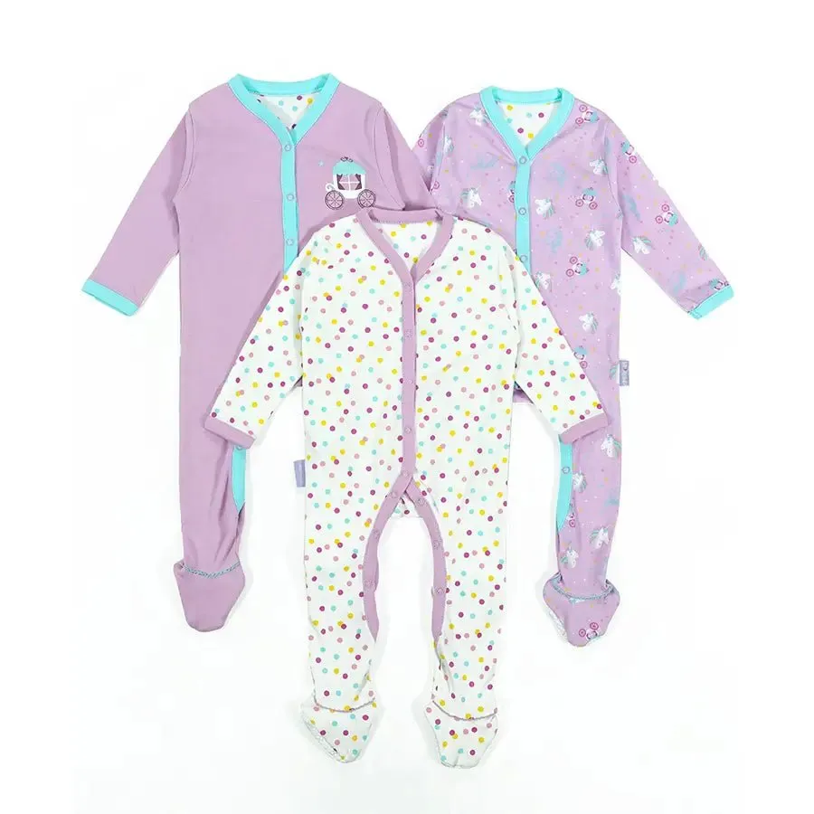 Baby Girl Comfy Knitted Sleep Suit - Unicorn (Pack of 3)