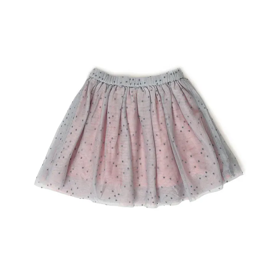 Baby Girl Tulle Tutu Skirt Grey & Peach