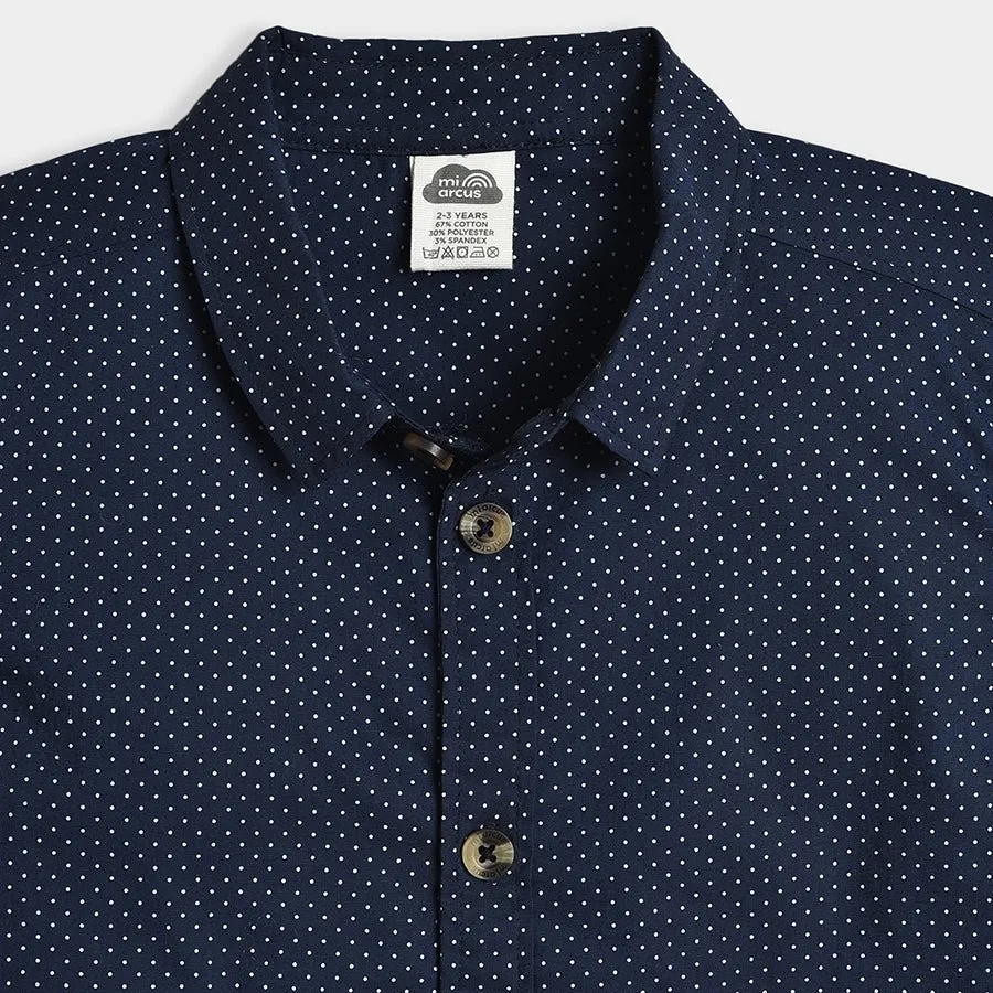 Bloom Dotted Navy Blue Woven Shirt