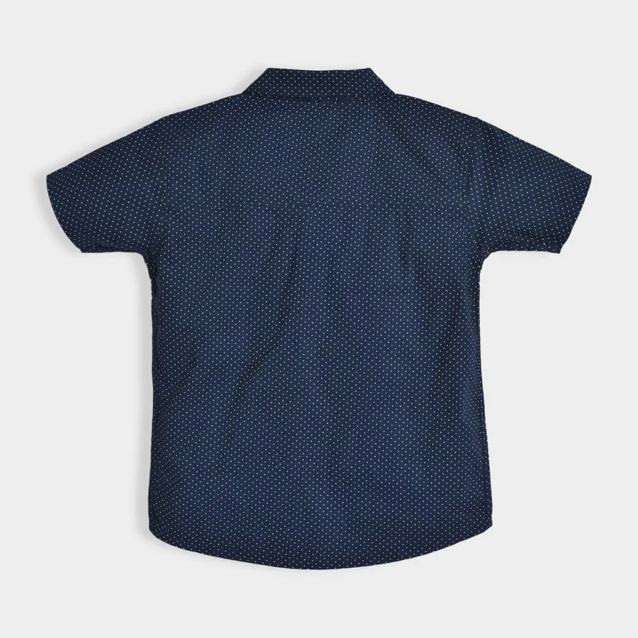 Bloom Dotted Navy Blue Woven Shirt