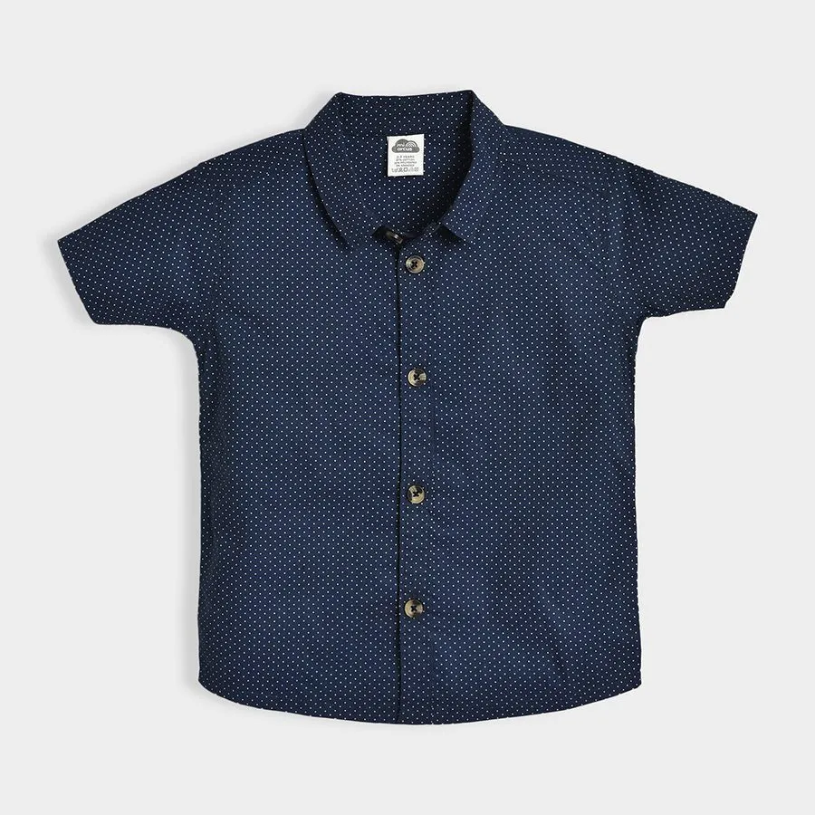 Bloom Dotted Navy Blue Woven Shirt