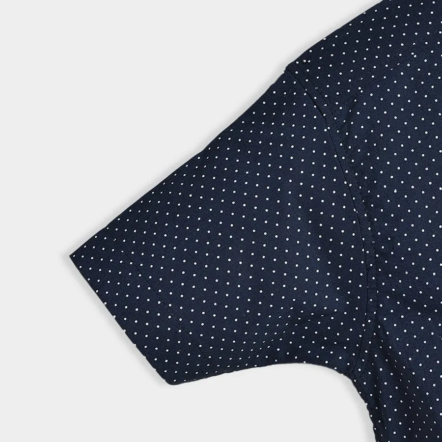 Bloom Dotted Navy Blue Woven Shirt