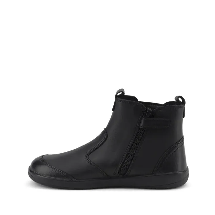 Bobux Kid  Black School Leather Boot Jodphur Black Sole Shoes