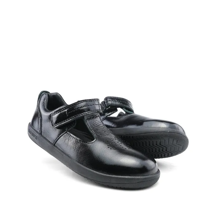 Bobux Kid  Black School Patent Leather Shoe Brave T-Bar