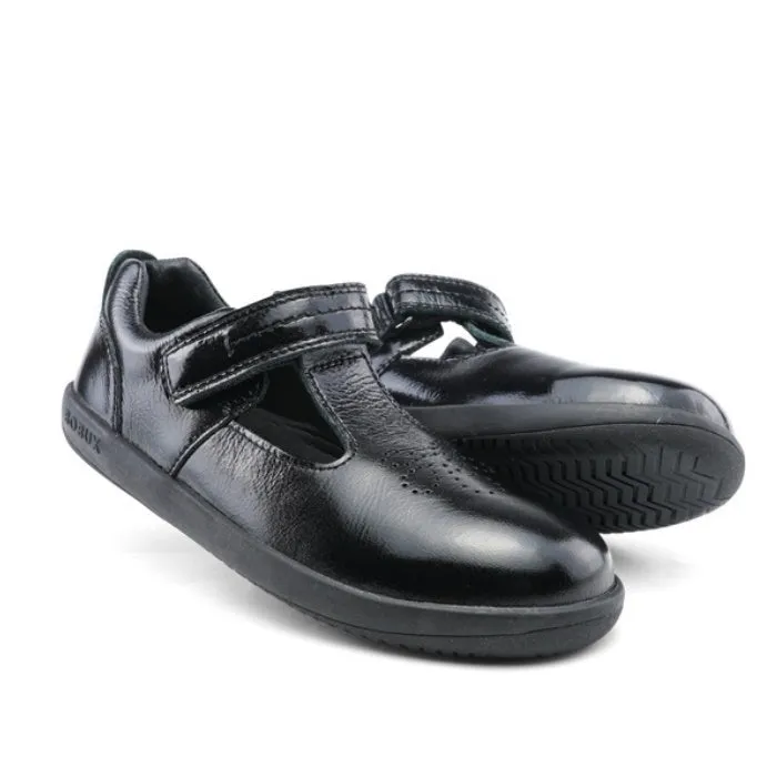 Bobux Kid  Black School Patent Leather Shoe Brave T-Bar