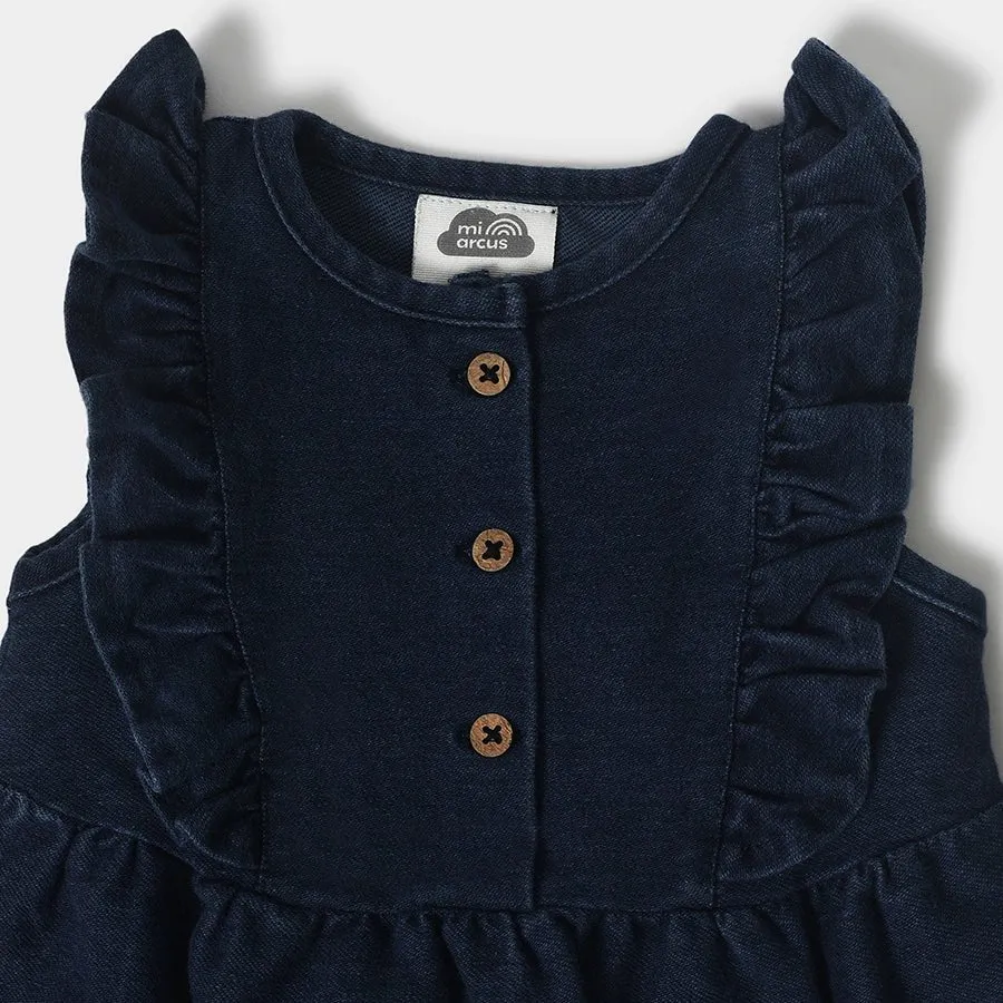 Girls Frill Denim Dress