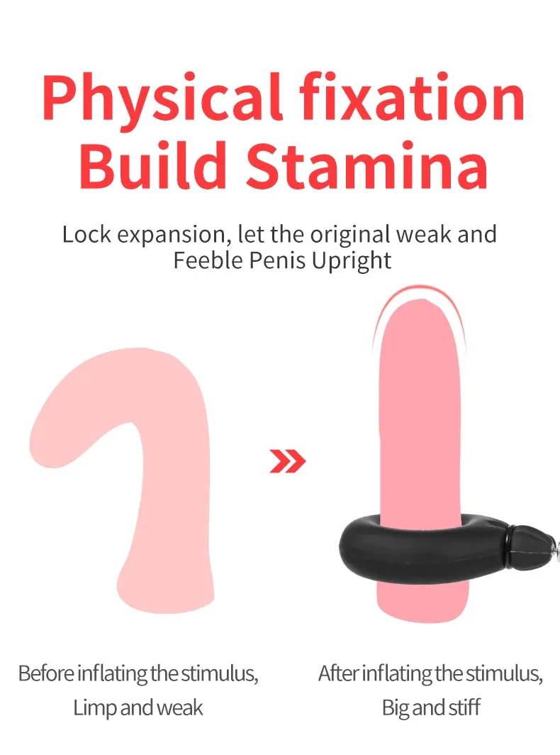 Inflatable Cock Ring Penis Pump - Delay Ejaculation Penis Enlarger Male Sex Toy