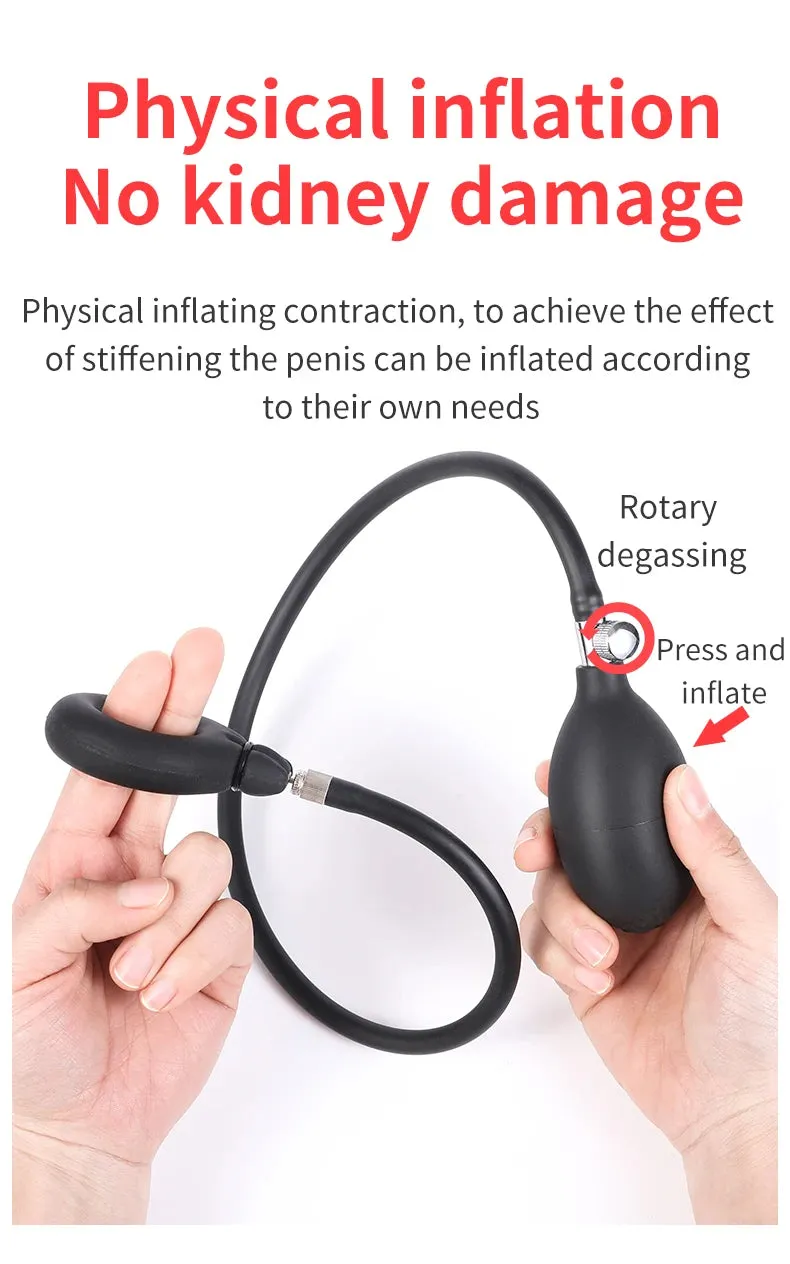 Inflatable Cock Ring Penis Pump - Delay Ejaculation Penis Enlarger Male Sex Toy