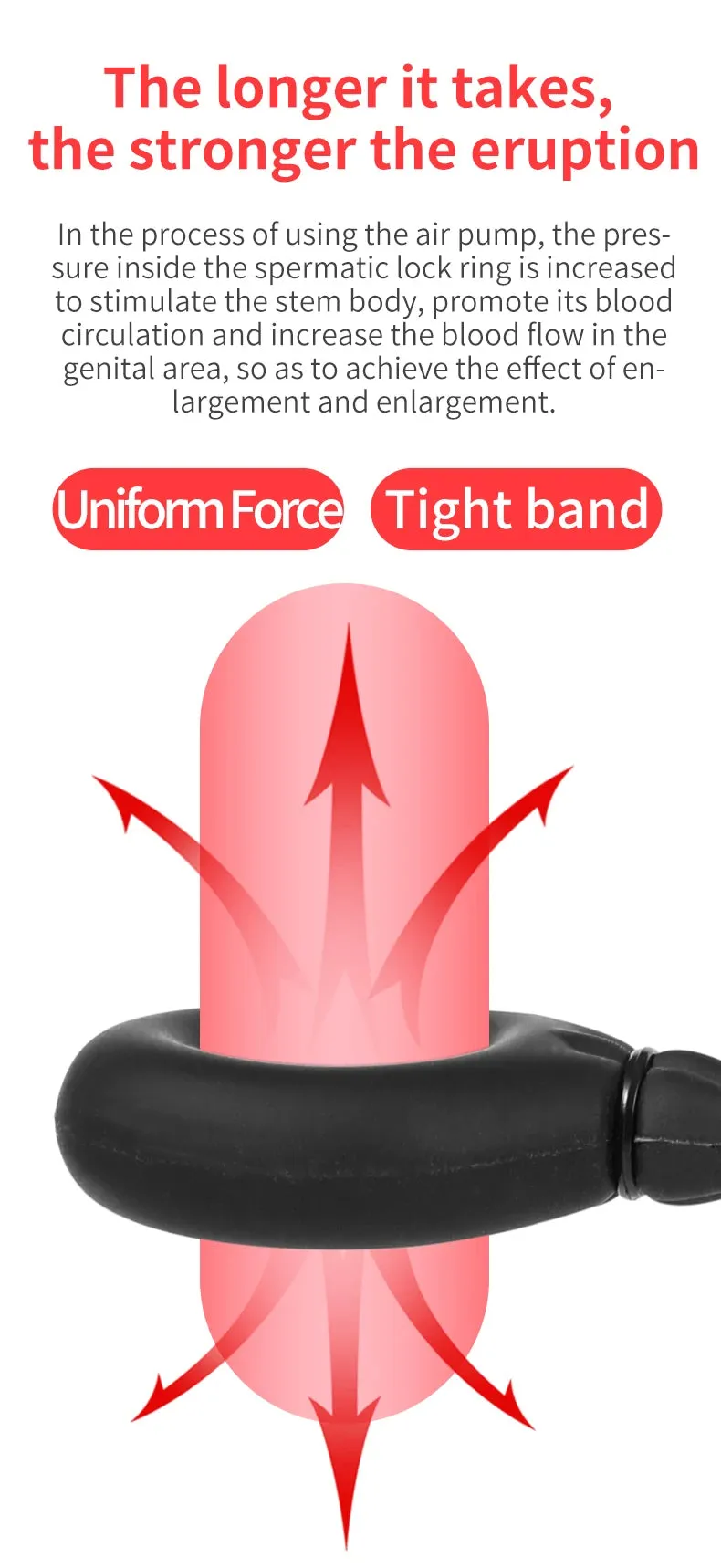 Inflatable Cock Ring Penis Pump - Delay Ejaculation Penis Enlarger Male Sex Toy