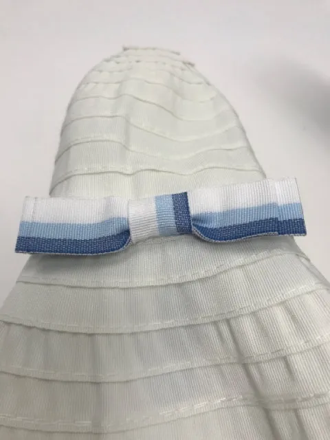 Kids Floppy White & Blue Ribbon Sun Hat Size 0-12 M