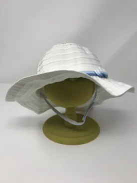 Kids Floppy White & Blue Ribbon Sun Hat Size 0-12 M