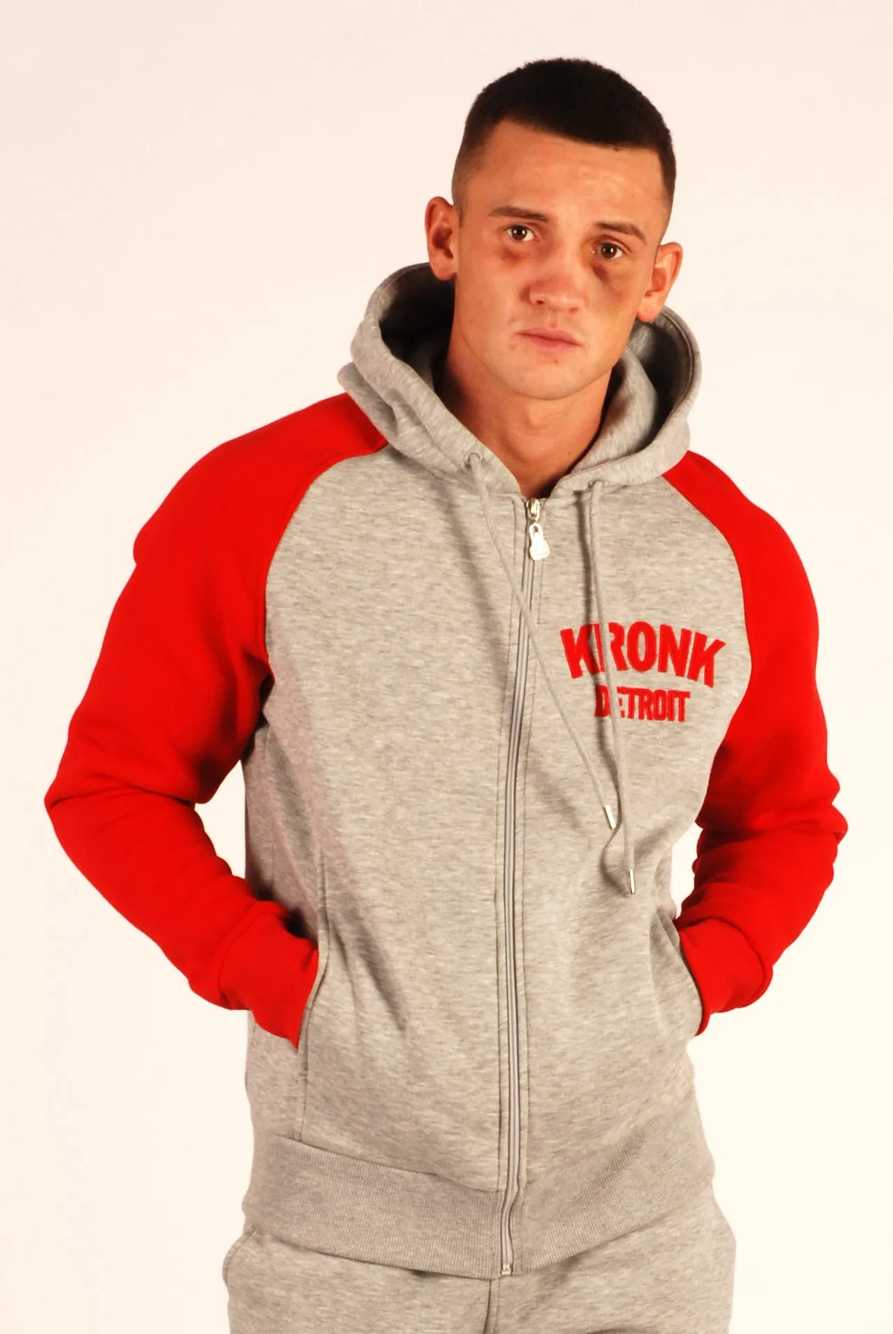 KRONK Detroit Zip Hoodie Regular Fit Sports Grey