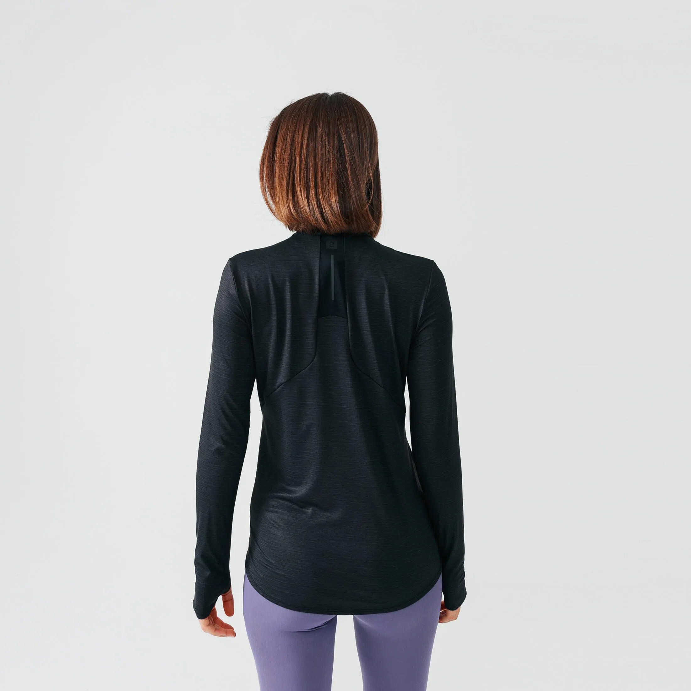 Long Sleeve Running Shirt 1/2 Zip Dry  Women's Black KALENJI, Black