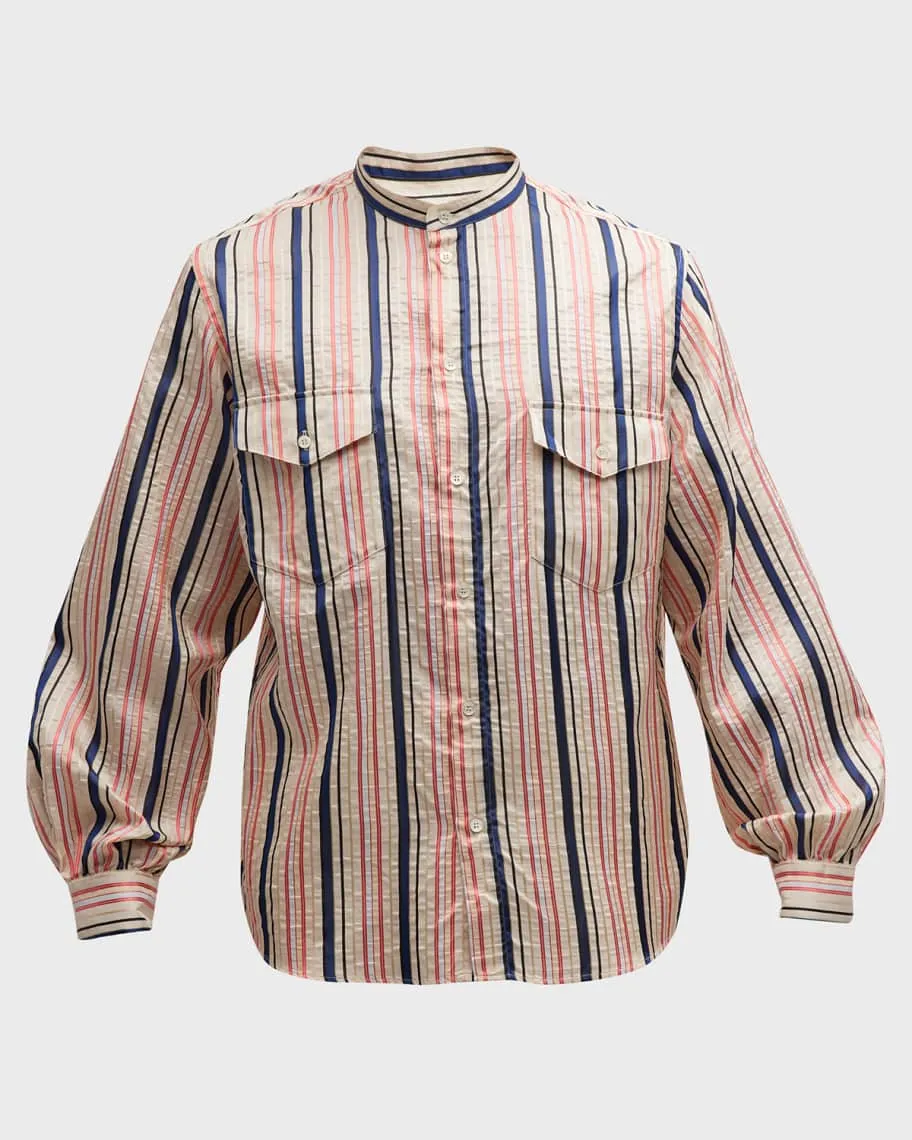 Men's Bally Multi-Stripe Silk Sports Shirt