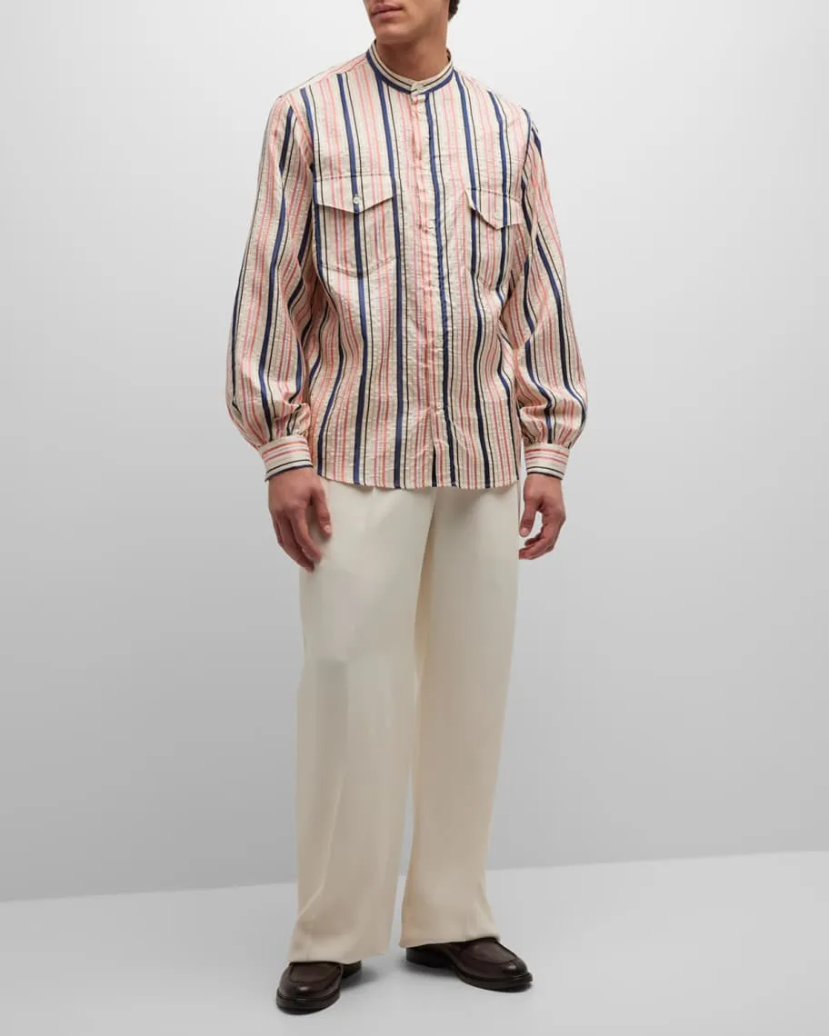 Men's Bally Multi-Stripe Silk Sports Shirt