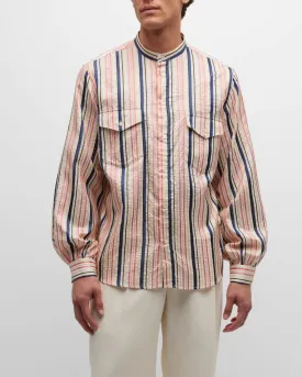 Men's Bally Multi-Stripe Silk Sports Shirt