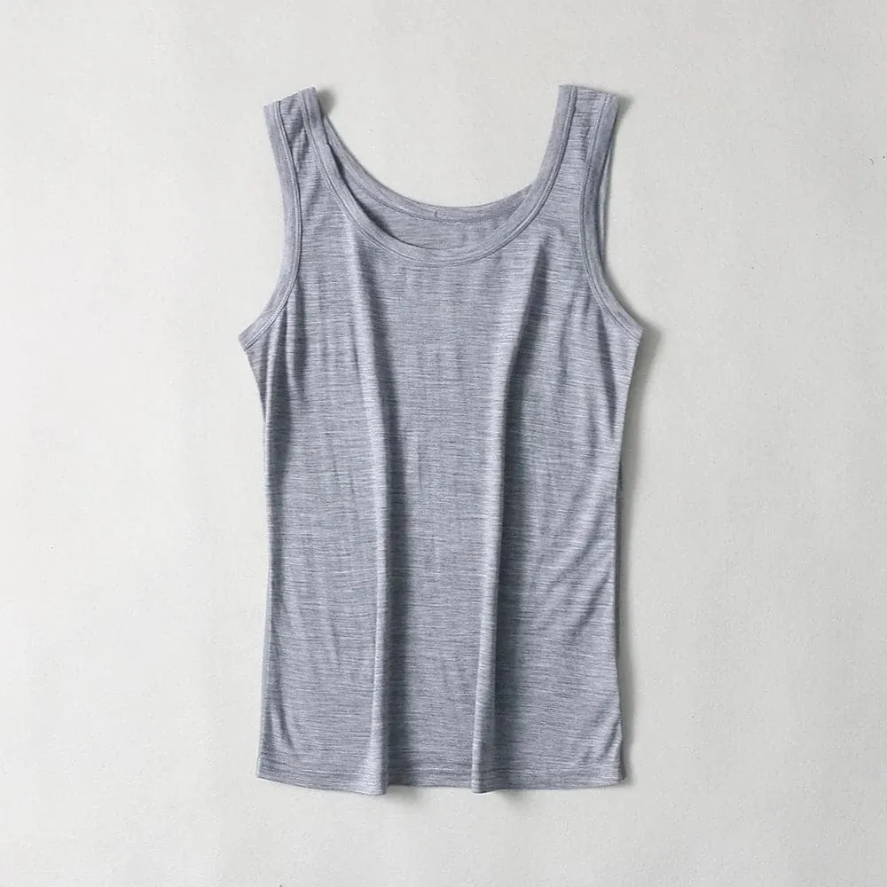 Micro Merino Wool Tank Top - Medium Stretch, Casual Style