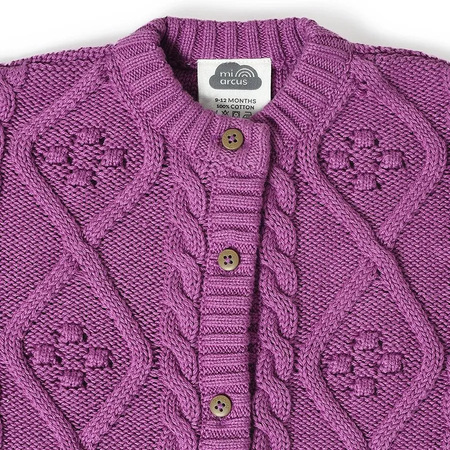 Misty Chunky Knitted Cardigan Purple