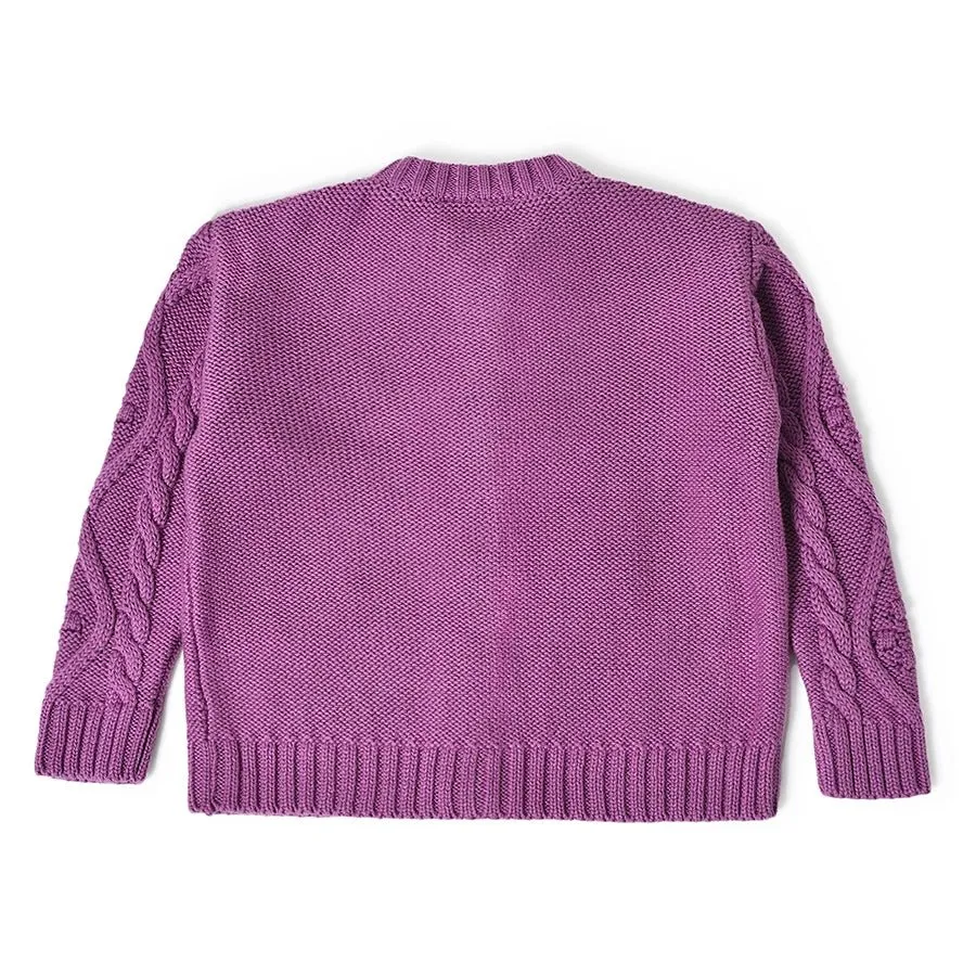 Misty Chunky Knitted Cardigan Purple