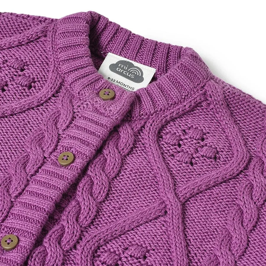 Misty Chunky Knitted Cardigan Purple