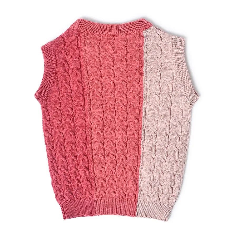 Misty Rose Sleeveless Knitted Sweater for Kids