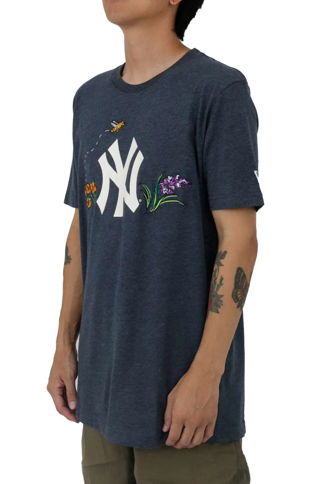 NY Yankees Water Color Floral T-Shirt