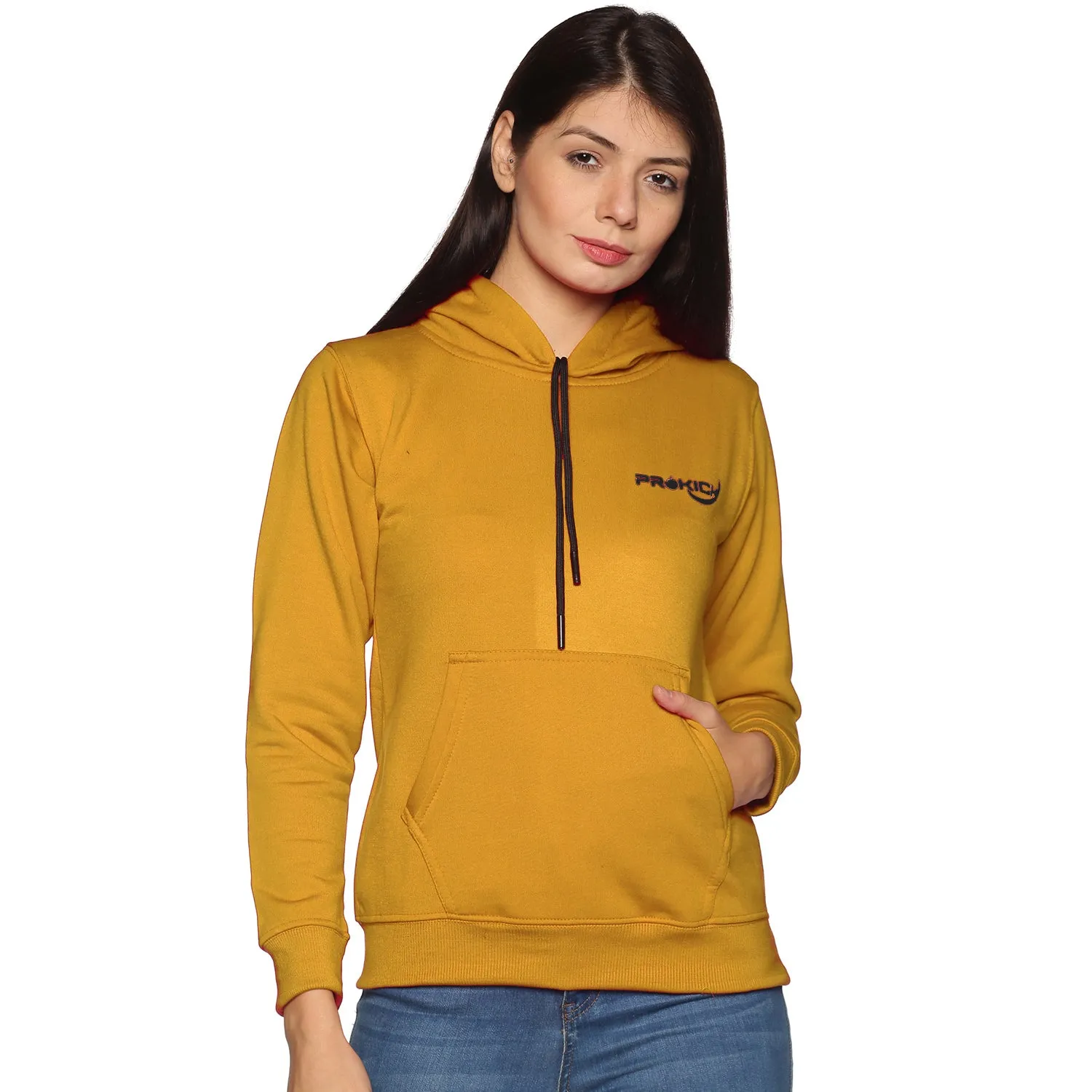 Prokick Sports Women Hooded Sweat Shirt , Yellow