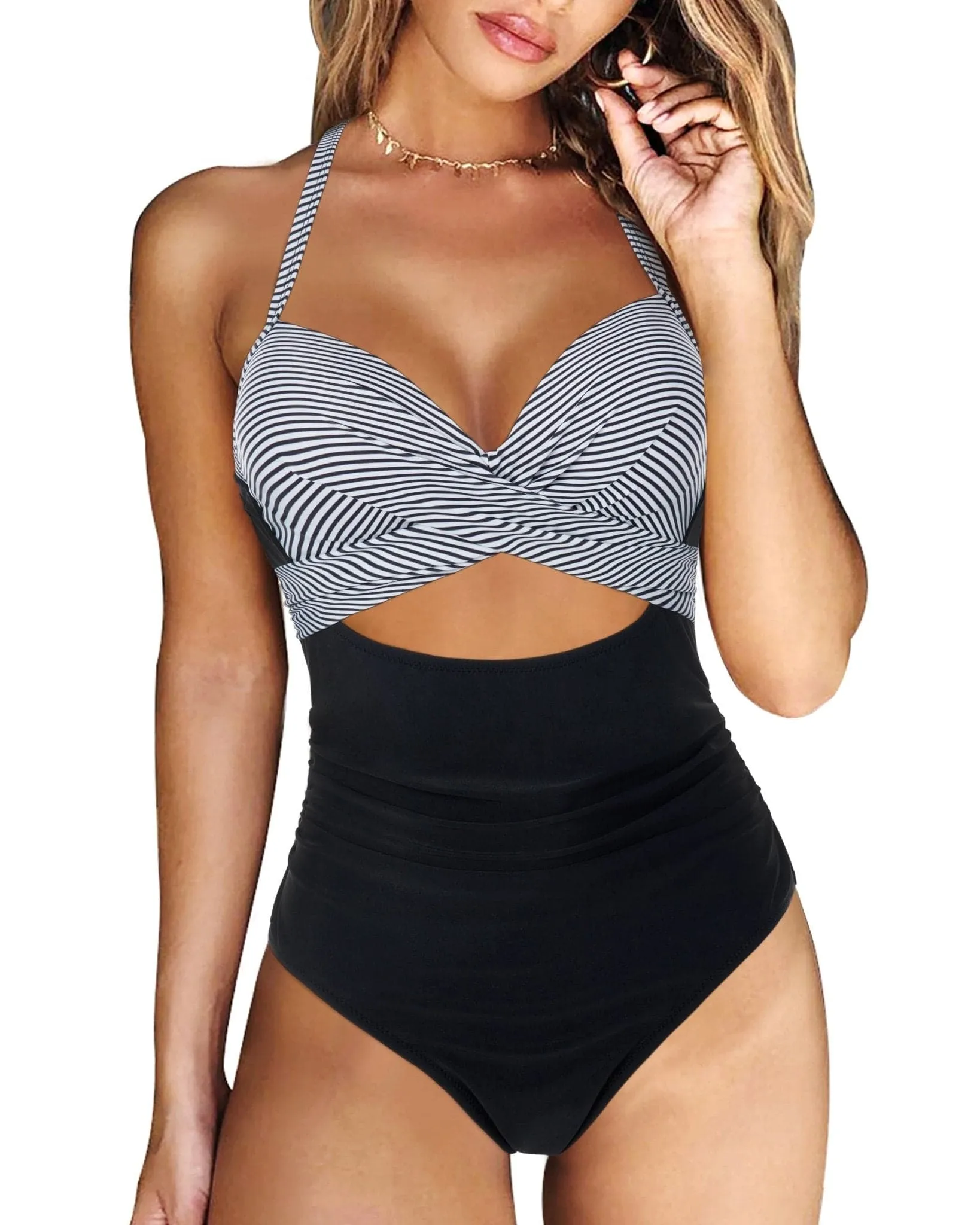 Push Up One Piece Swimsuit with Push-Up Design and Multiple Color Options