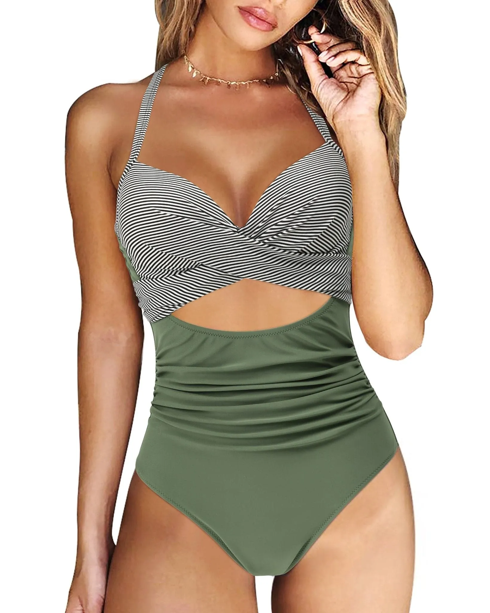 Push Up One Piece Swimsuit with Push-Up Design and Multiple Color Options