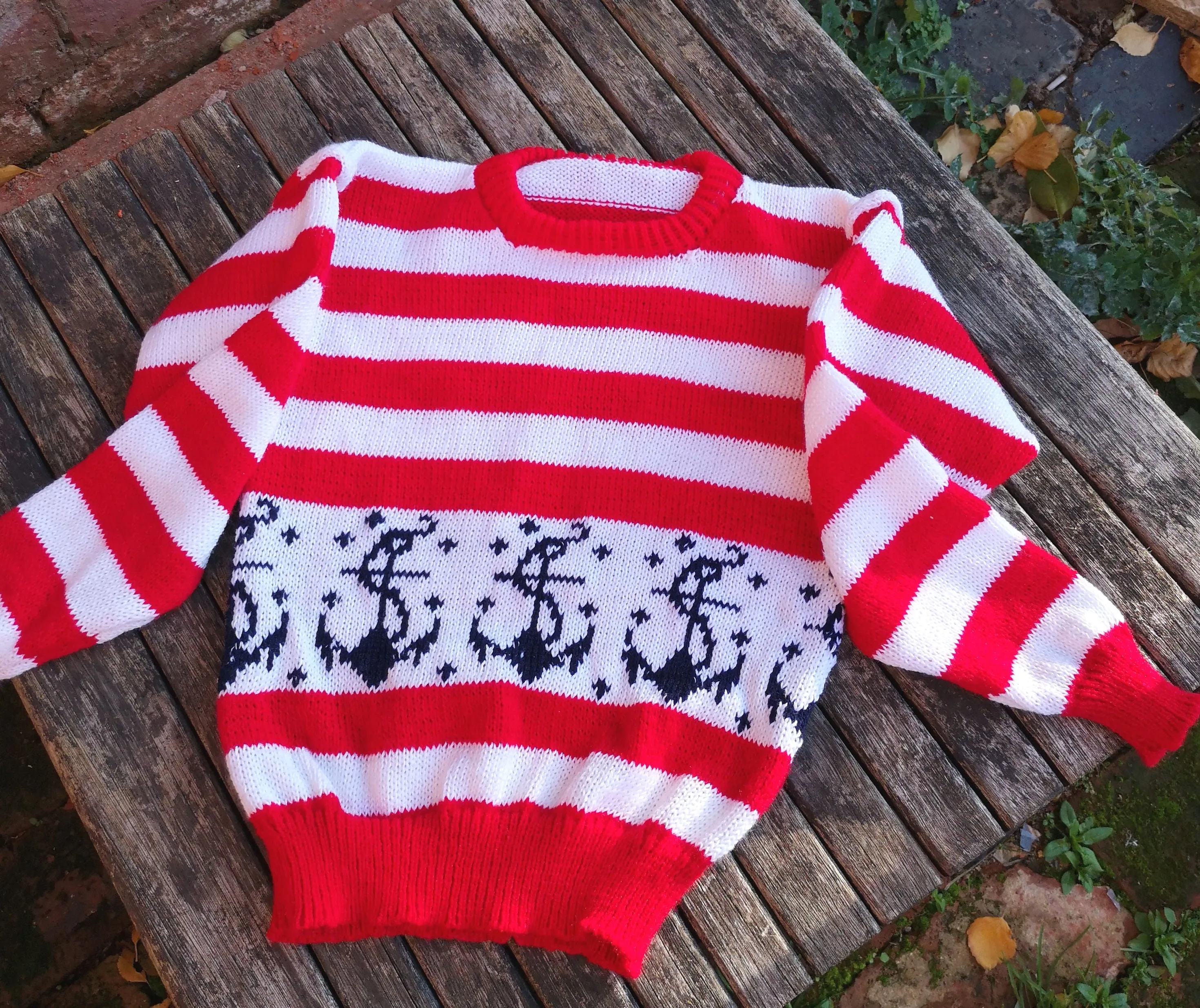 "Saylor" Nautical themed, unisex jumper sized 26-28 inches, ages 7-9