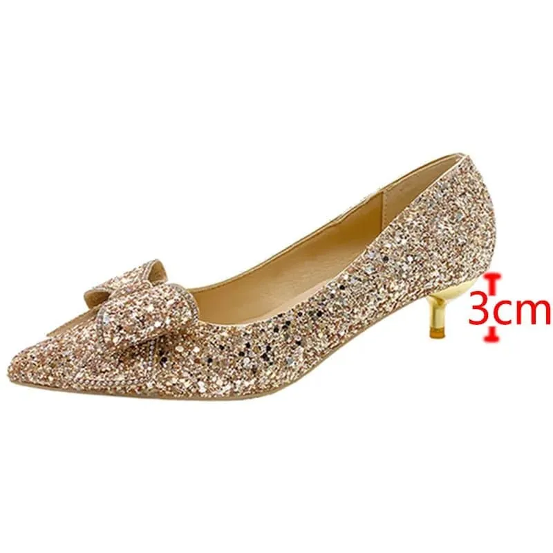 Shiny Glitter Pumps - Sparkling Sequined Cloth High Heels for Women