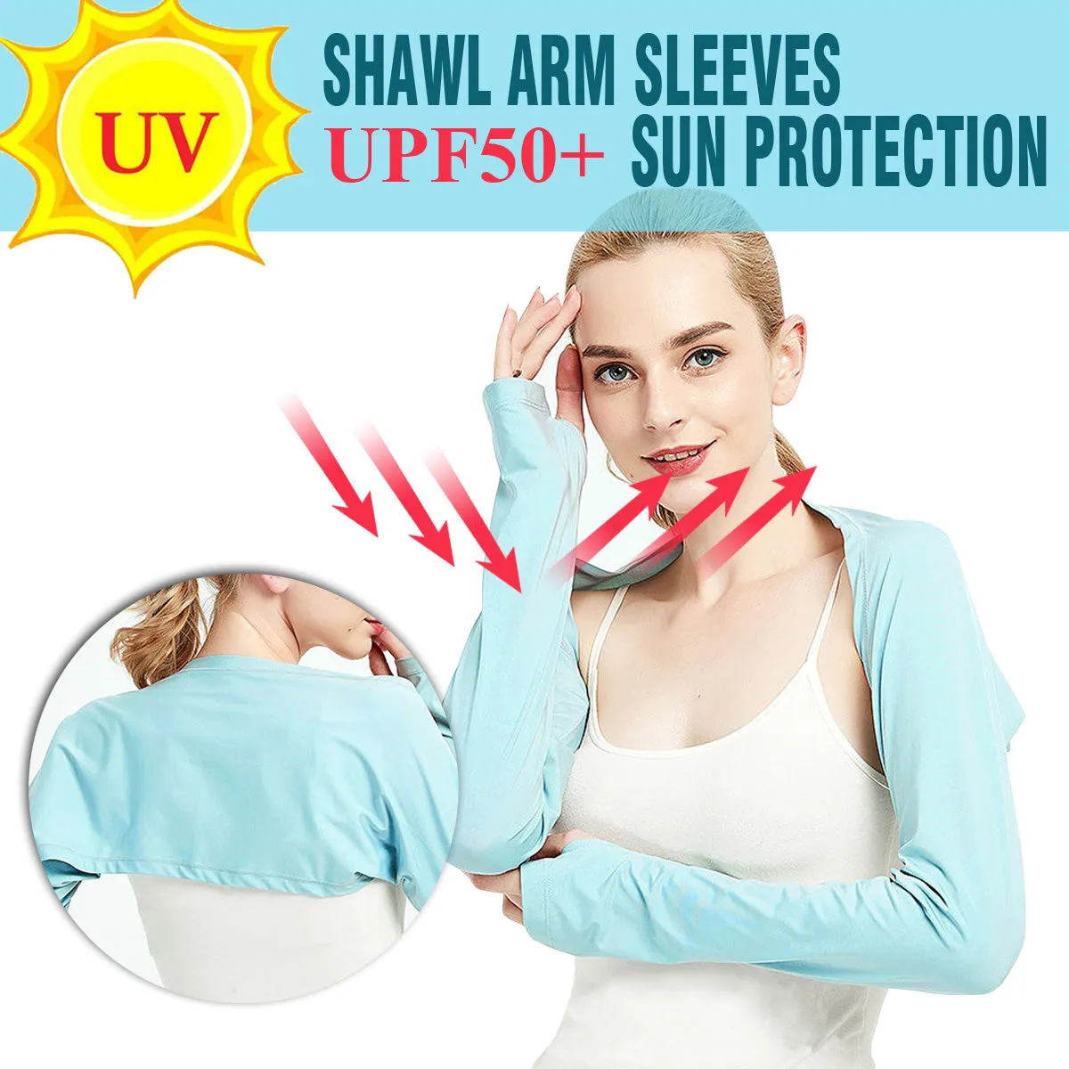 Sidiou Group Anniou UPF 50  Arm Sleeves Anti UV Sun Pretection One-piece Cooling Sleeves Sunscreen Ice Silk Shawl Arm Cover for Women Running Golf