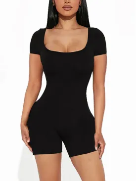 Women's Sexy Short Jumpsuit - High Waist, Skinny Fit, Hollow Out