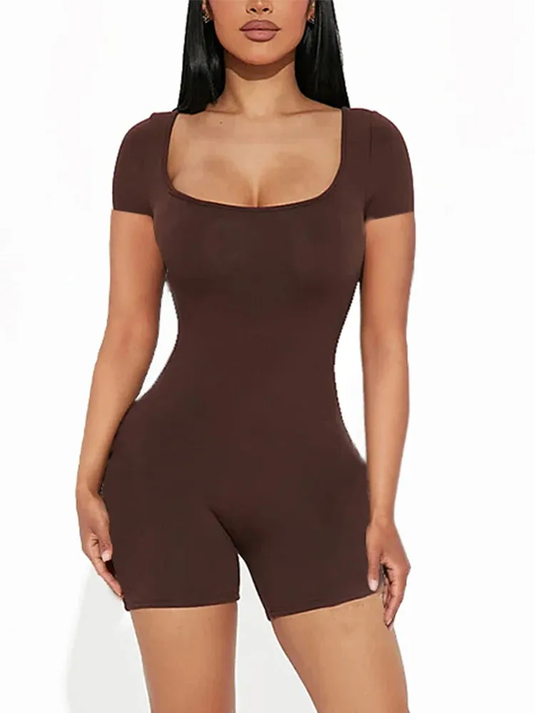 Women's Sexy Short Jumpsuit - High Waist, Skinny Fit, Hollow Out